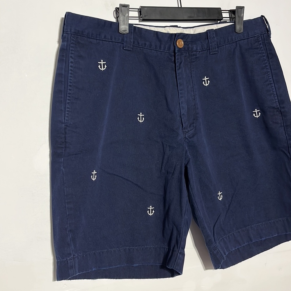 J.Crew Men’s 8.5” Navy Embroidered Anchor Flat Front Chino Shorts Size 36 - Picture 2 of 7